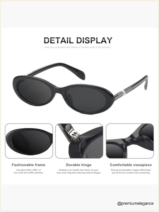 Oval Sunglasses with Pearl Accents for Women UV400 Protection Retro 90s main image 4